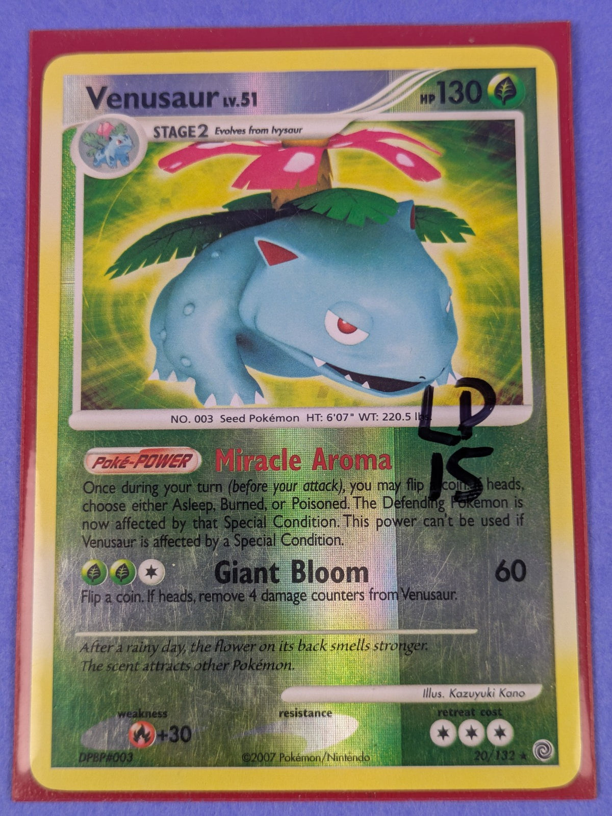 Venusaur - 20/132 - Rare Reverse Holo Secret Wonders - Pokemon Card - LP