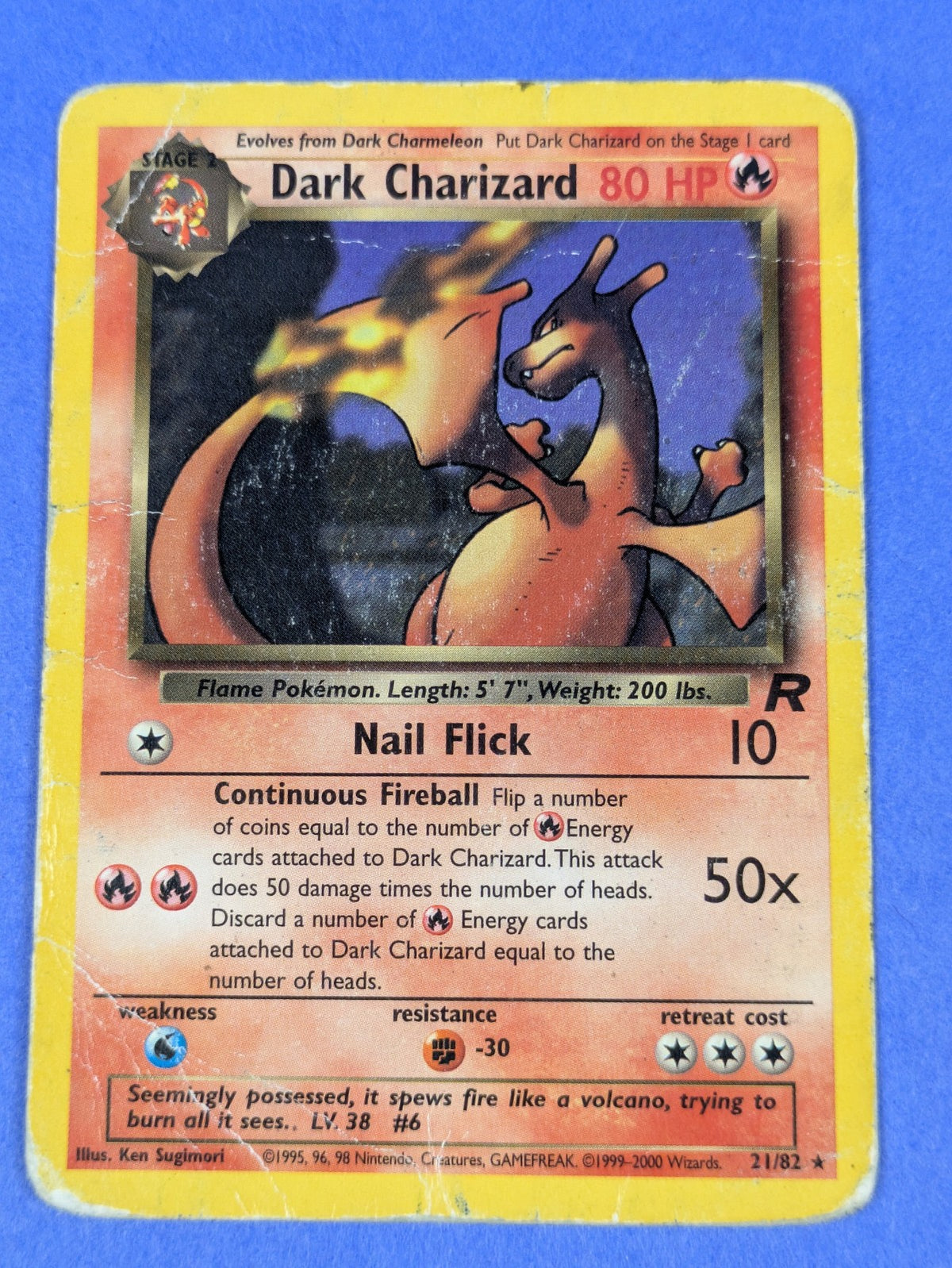 Dark Charizard - 21/82 - Rare - Unlimited Team Rocket - Pokemon Card - DMG