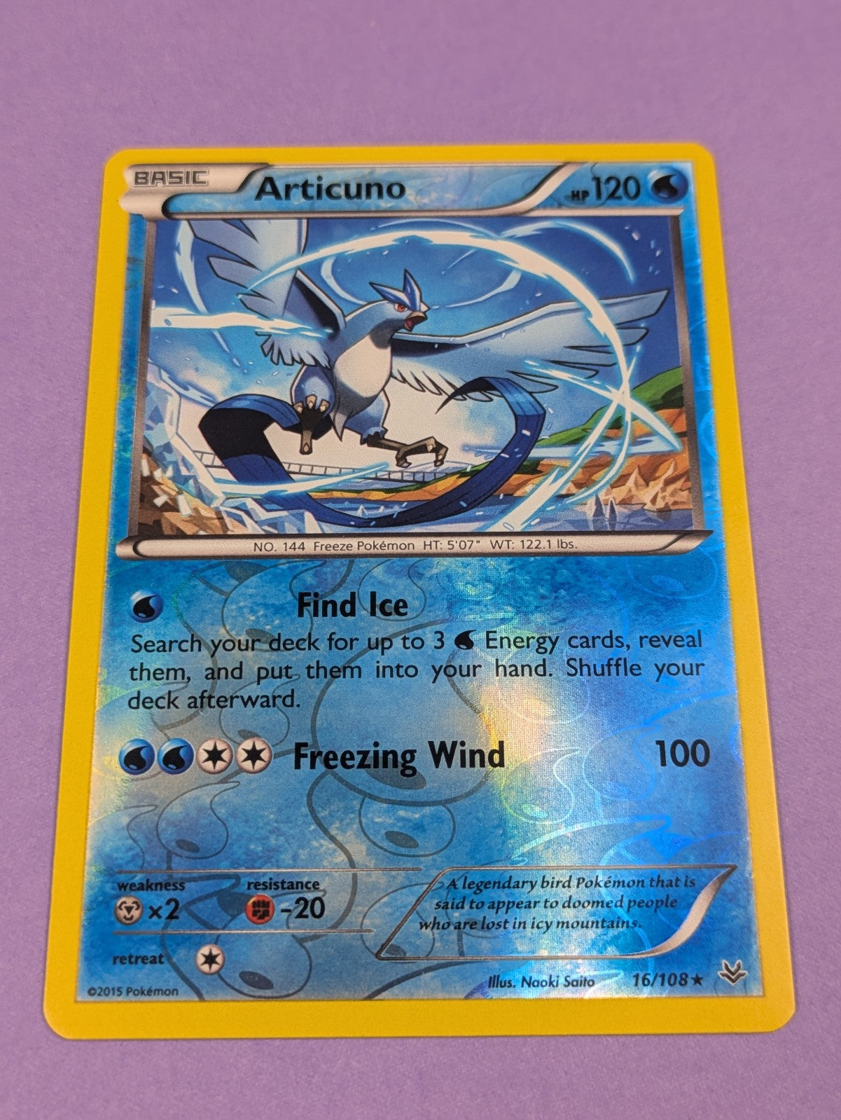 Articuno - 16/108 - Rare Reverse Holo Roaring Skies - Pokemon Card - NM