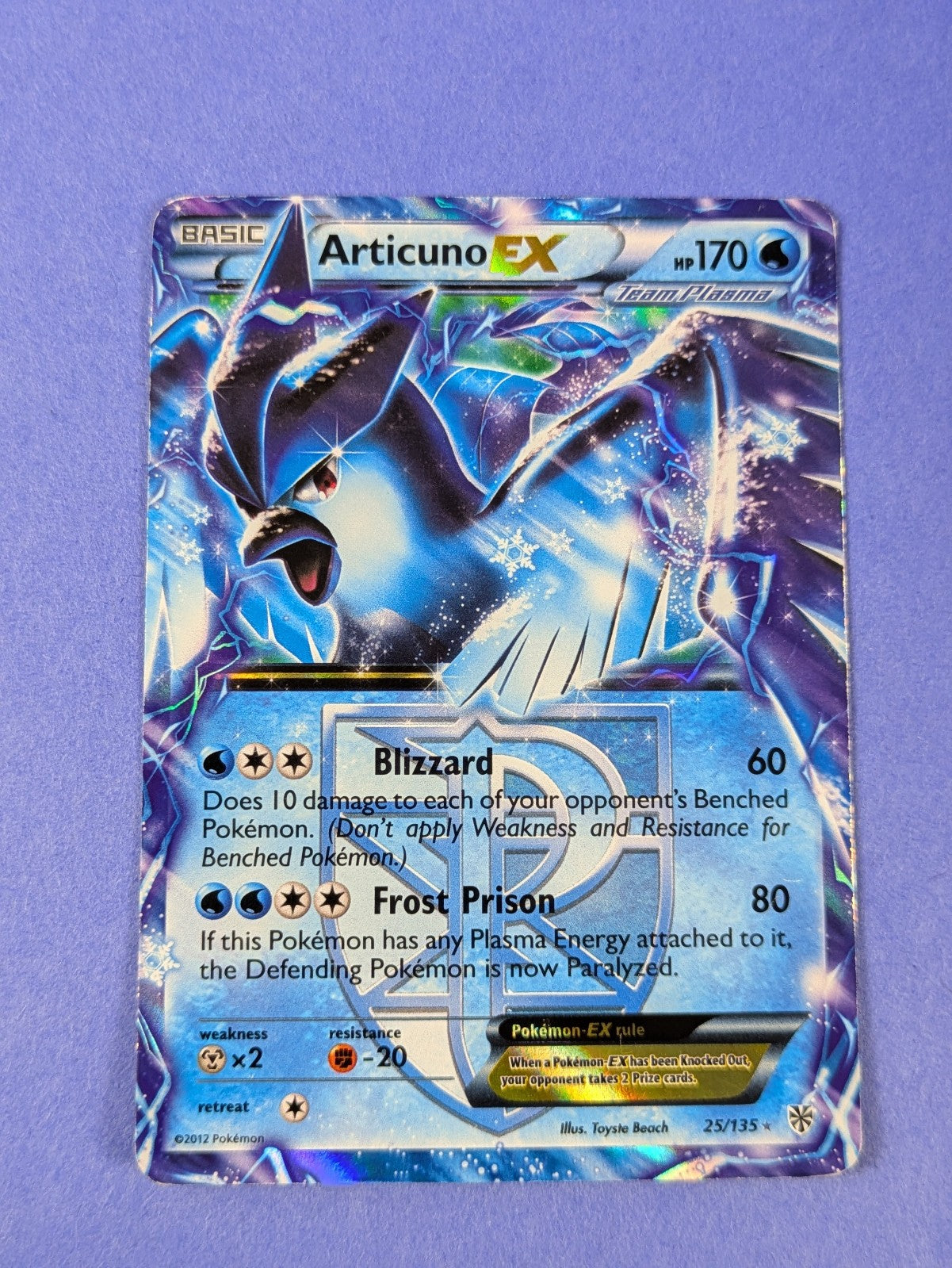 Articuno EX - 25/135 - Rare Holo EX Plasma Storm - Pokemon Card - HP