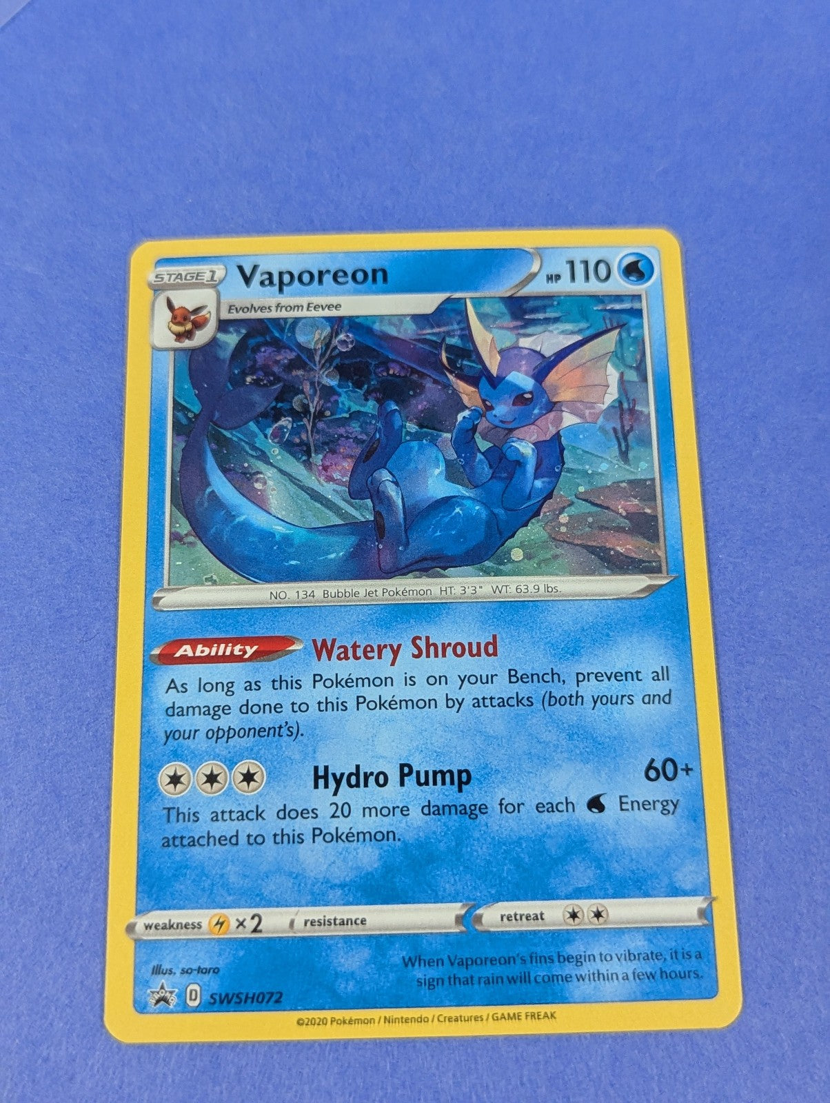 Vaporeon - SWSH072 - Holo Promo Sword & Shield Promos - Pokemon - NM