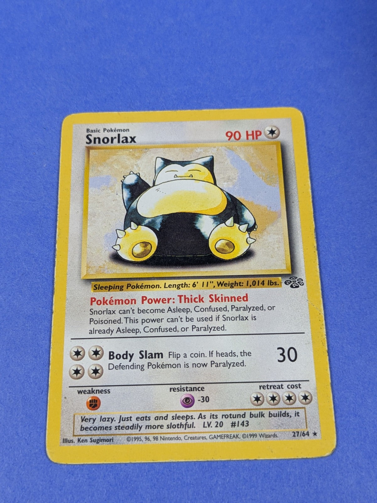 Snorlax - 27/64 - Rare Unlimited Jungle - Pokemon Card - HP