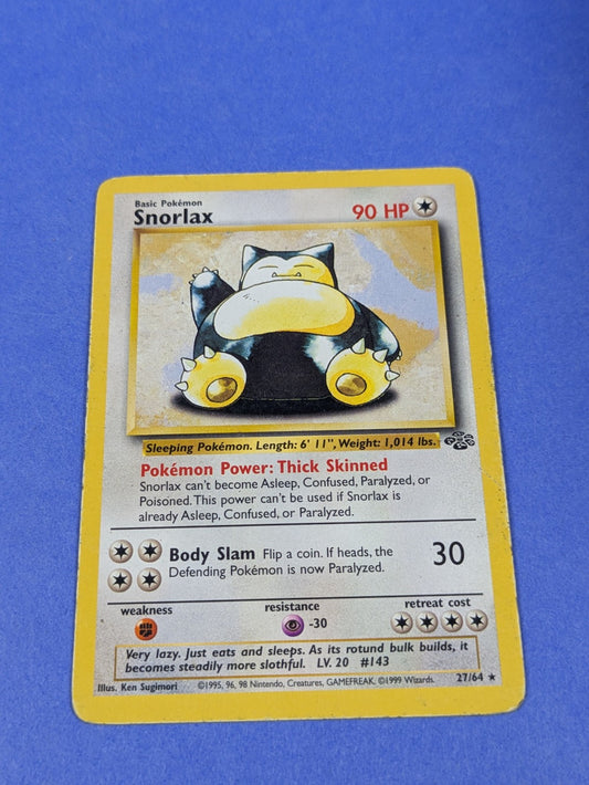 Snorlax - 27/64 - Rare Unlimited Jungle - Pokemon Card - HP