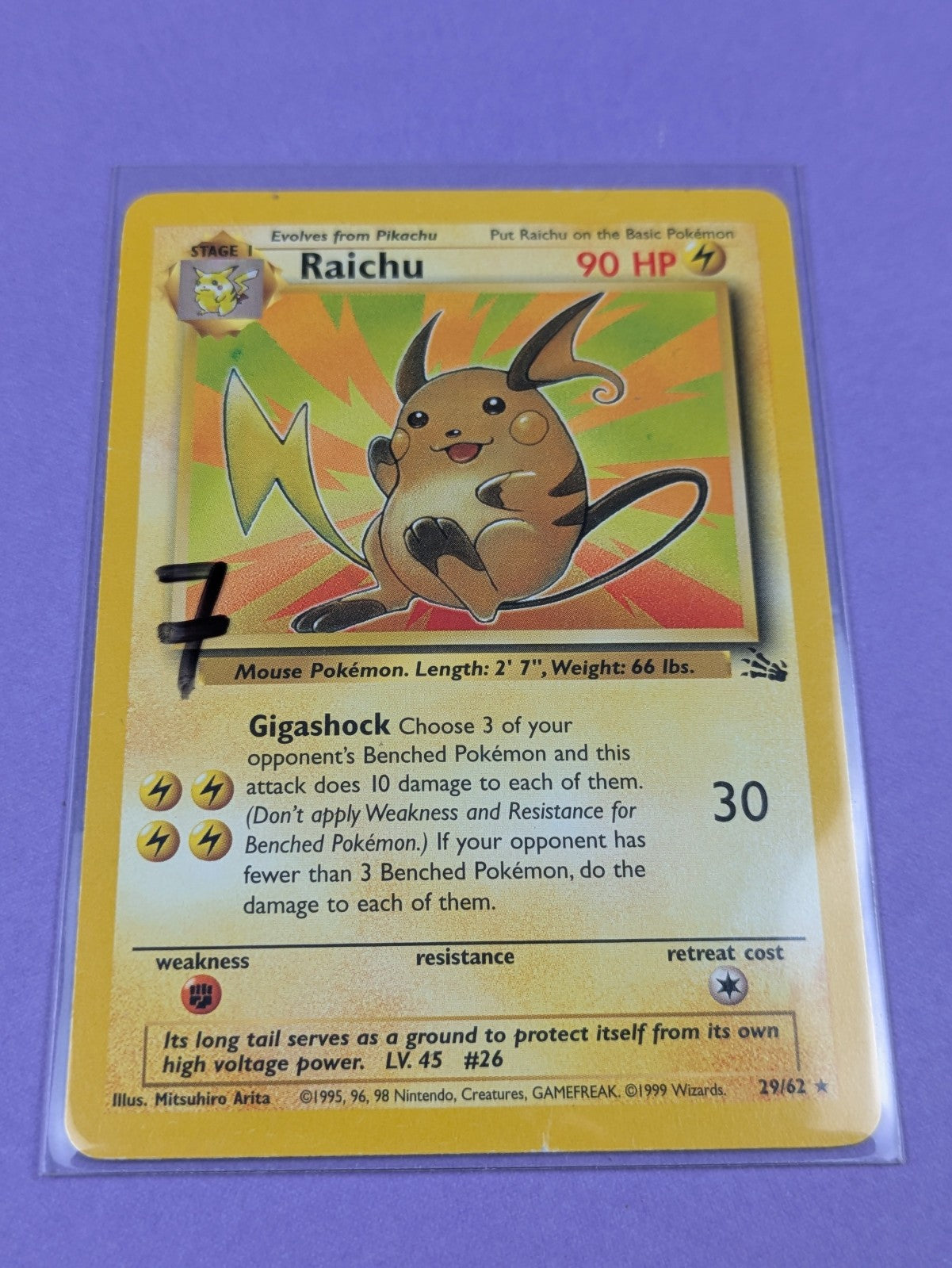Raichu - 29/62 - Rare Fossil - Pokemon Card - LP