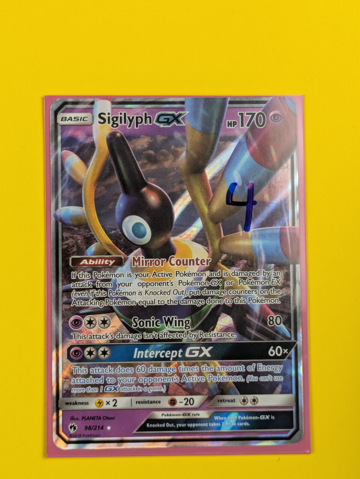 Sigilyph GX - 98/214 - Ultra Rare Lost Thunder - Pokemon Card - NM