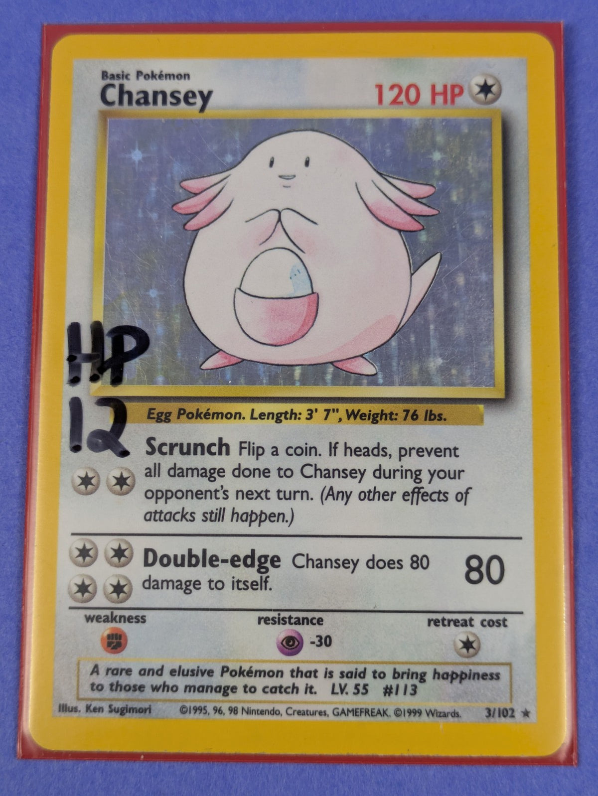Chansey - 3/102 - Holo Base Set Unlimited - Pokemon Card - HP