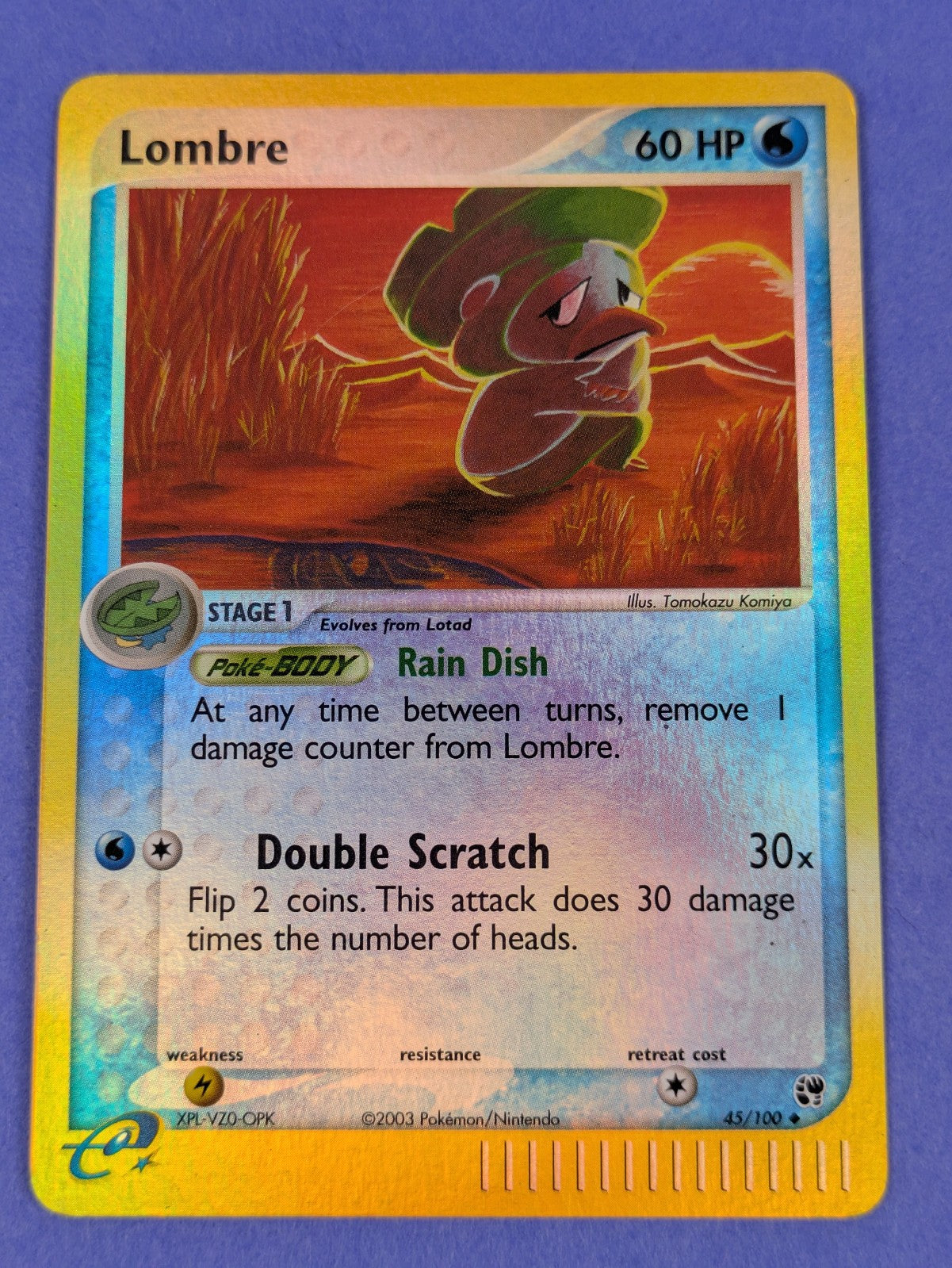 Lombre - 45/100 - Uncommon Reverse Holo Sandstorm - Pokemon Card - MP