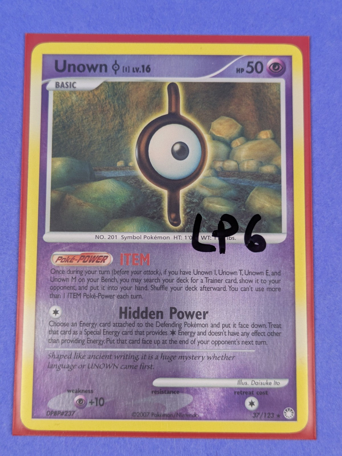 Unown I - 37/123 - Rare Reverse Holo Mysterious Treasures - Pokemon Card - LP
