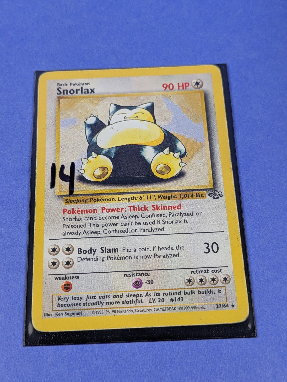 Snorlax - 27/64 - Rare Unlimited Jungle - Pokemon Card - HP