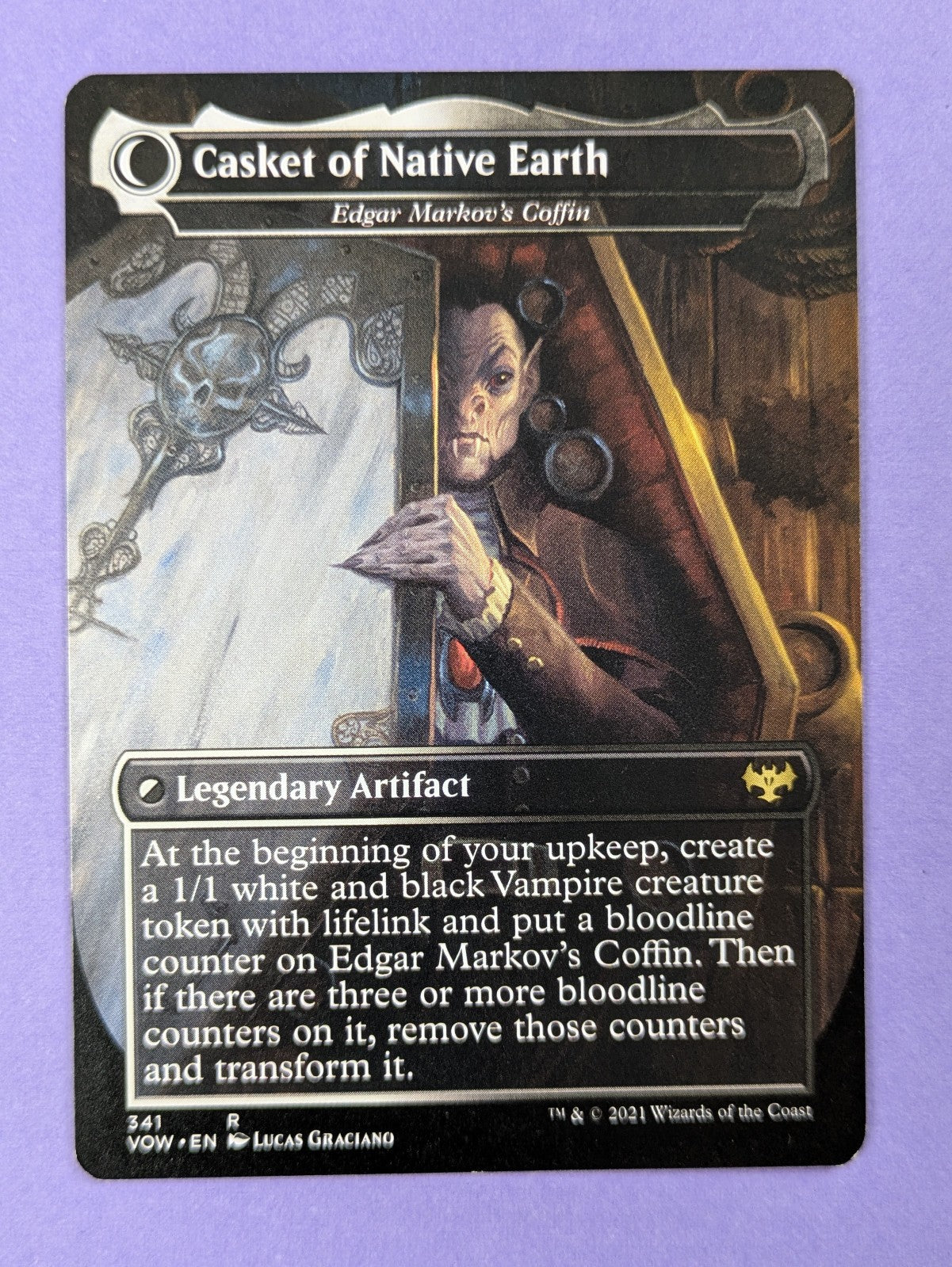 MTG Magic: Innistrad: Dracula the Voyager / Casket of Native Earth #341 Rare NM