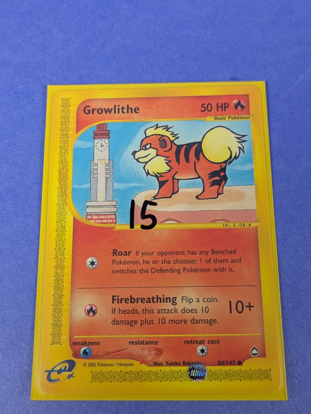 Growlithe - 80/147 - Common Aquapolis - Pokemon Card - LP