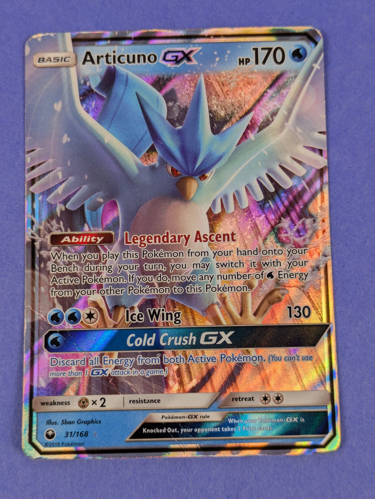 Articuno GX - 31/168 - Ultra Rare Holo Celestial Storm - Pokemon Card - DMG