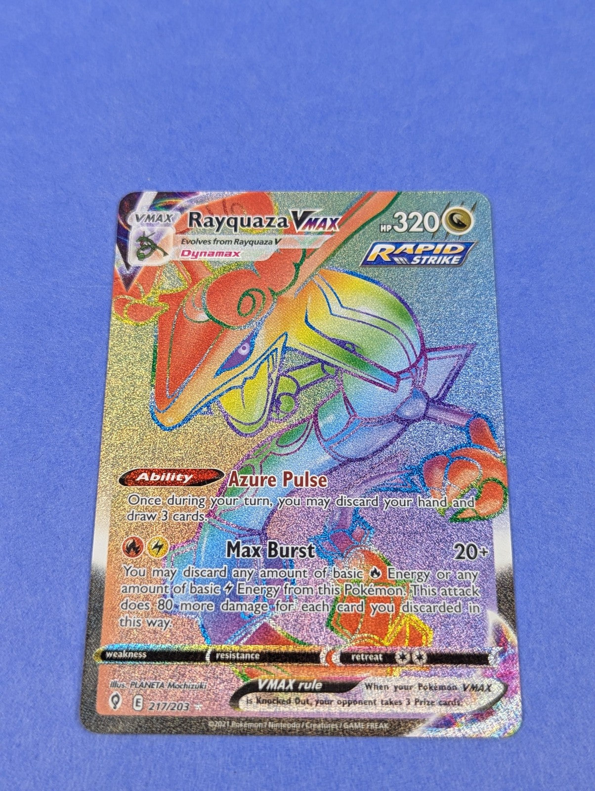 Rayquaza VMAX - 217/203 - Hyper Rare Evolving Skies - Pokemon Card - NM