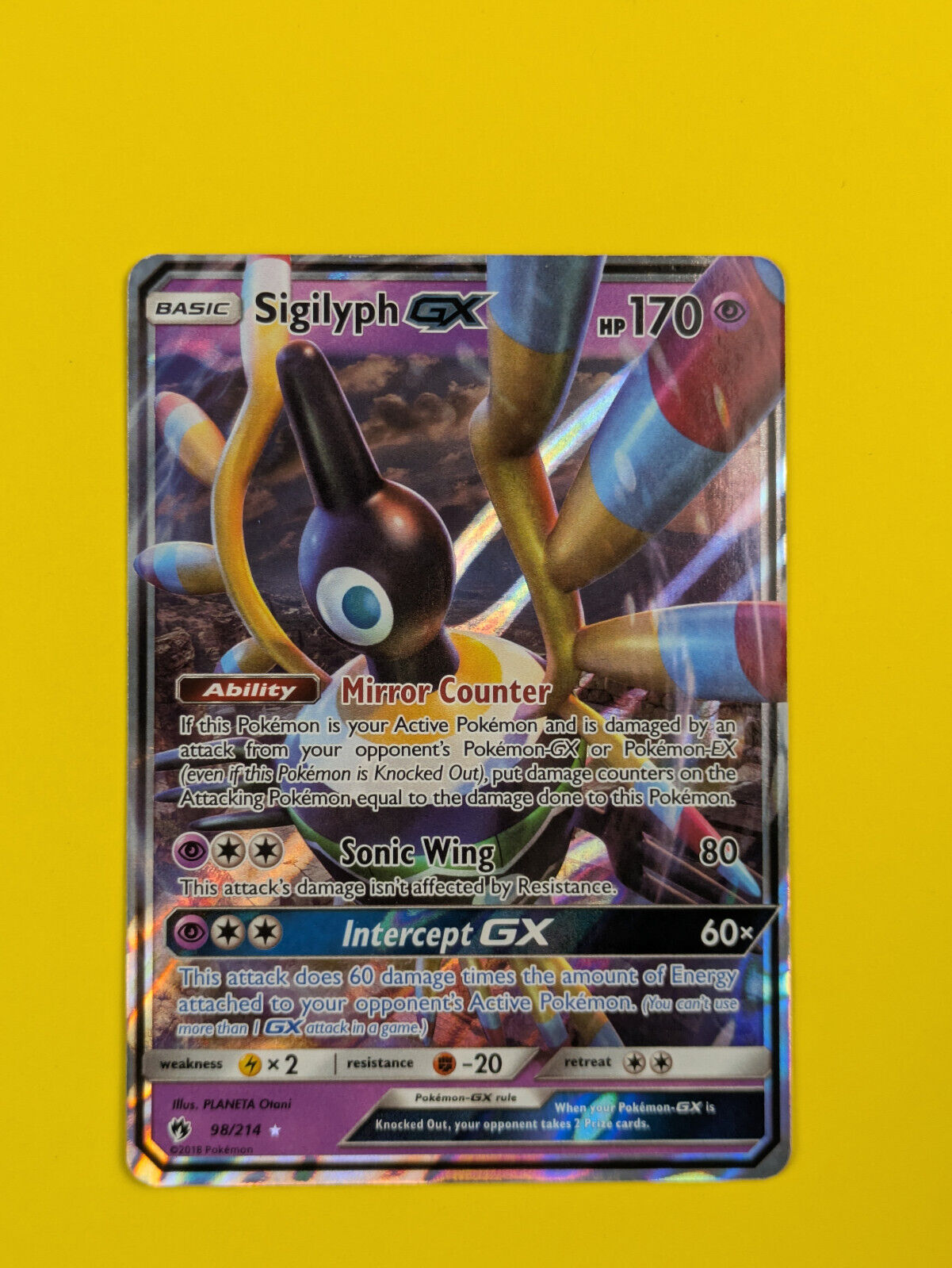 Sigilyph GX - 98/214 - Ultra Rare Lost Thunder - Pokemon Card - NM
