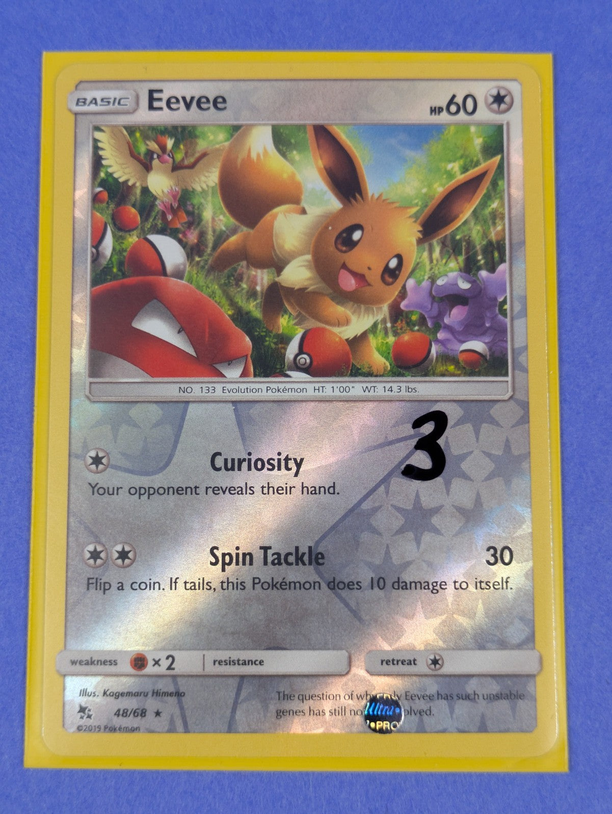 Eevee - 48/68 - Rare Reverse Holo Hidden Fates - Pokemon Card - NM