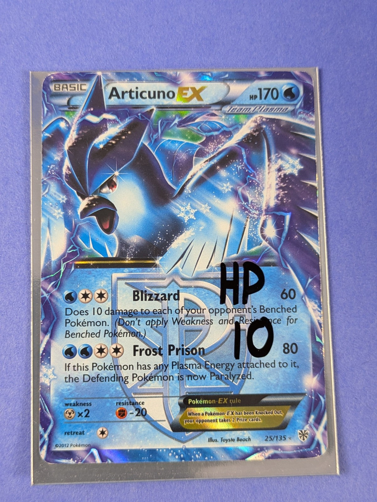 Articuno EX - 25/135 - Rare Holo EX Plasma Storm - Pokemon Card - HP
