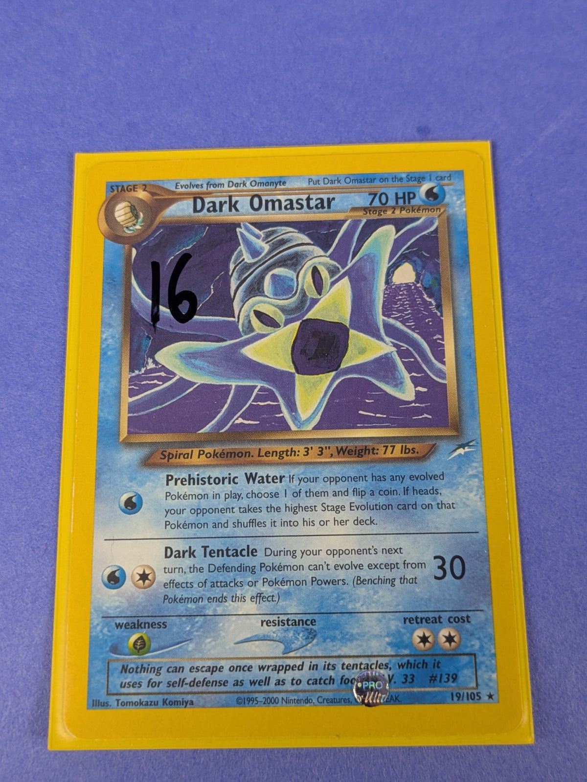 Dark Omastar - 19/105 - Rare Unlimited Neo Destiny - Pokemon Card - LP