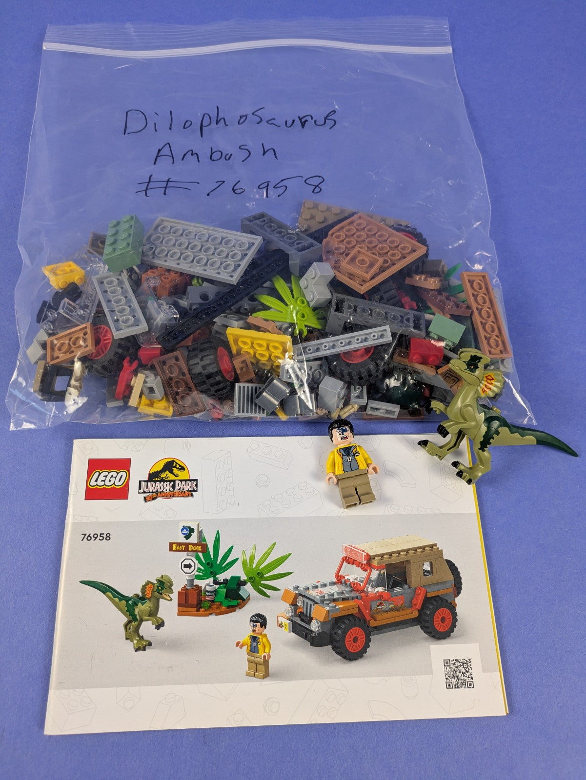 LEGO Jurassic World Dilophosaurus Ambush 76958 Complete Set Pre-Owned