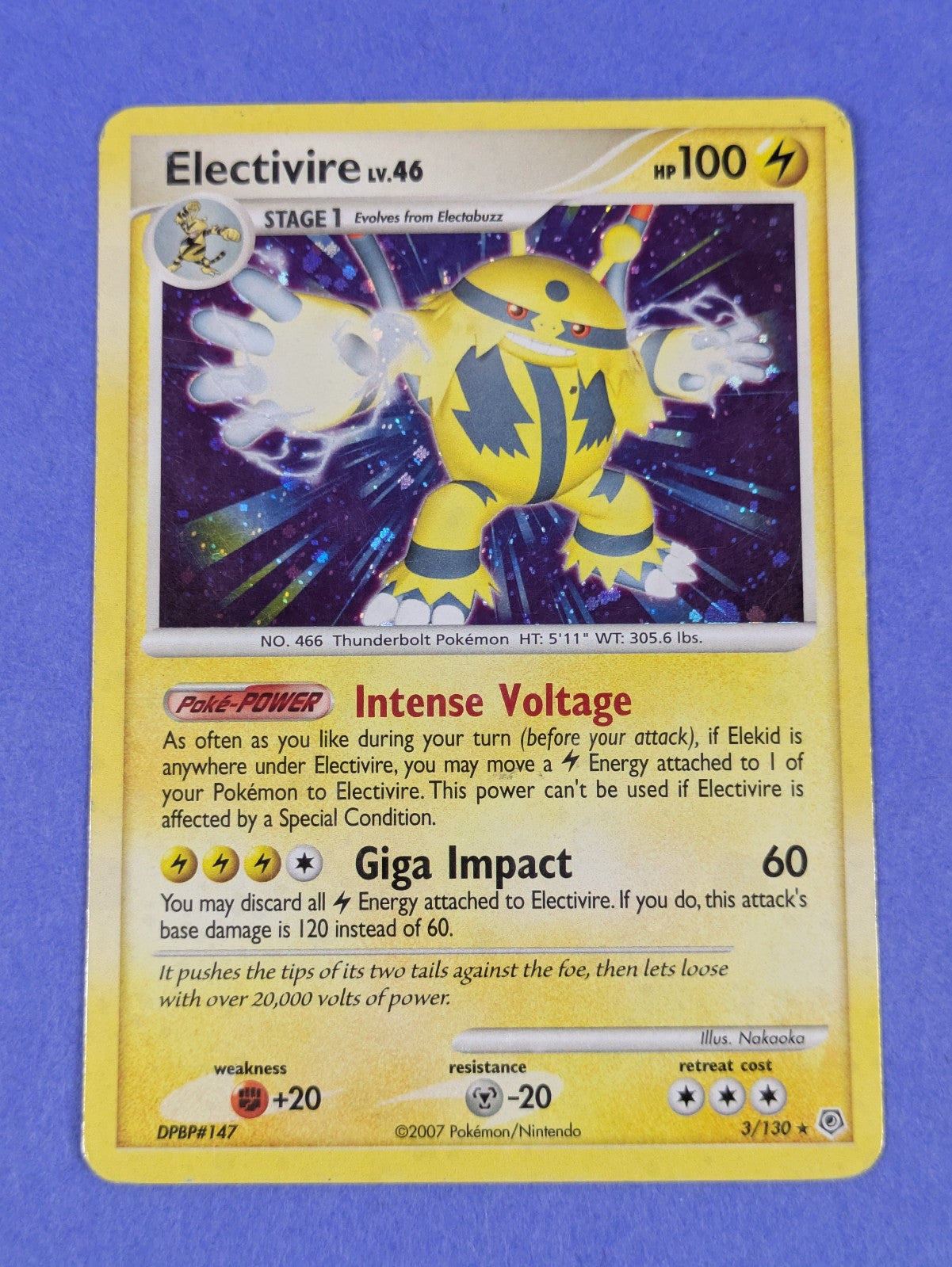 Electivire - 3/130 - Holo Rare Diamond & Pearl - Pokemon Card - MP