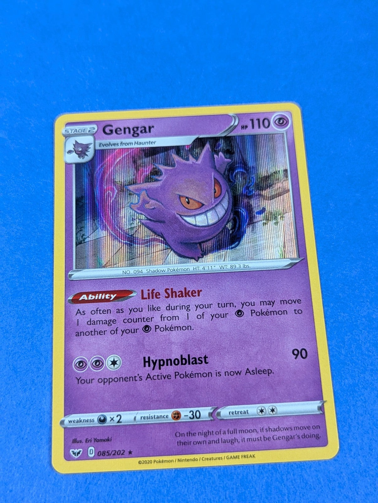 Gengar - 085/202 - Holo Rare Sword & Shield - Pokemon Card - NM