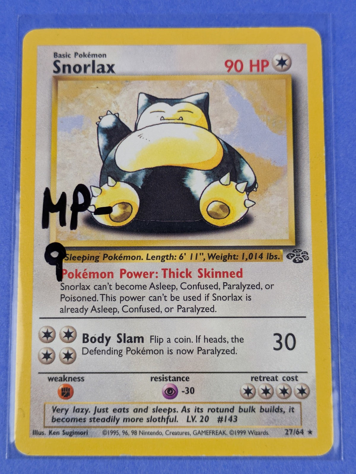 Snorlax - 27/64 - Rare Unlimited Jungle - Pokemon Card - MP