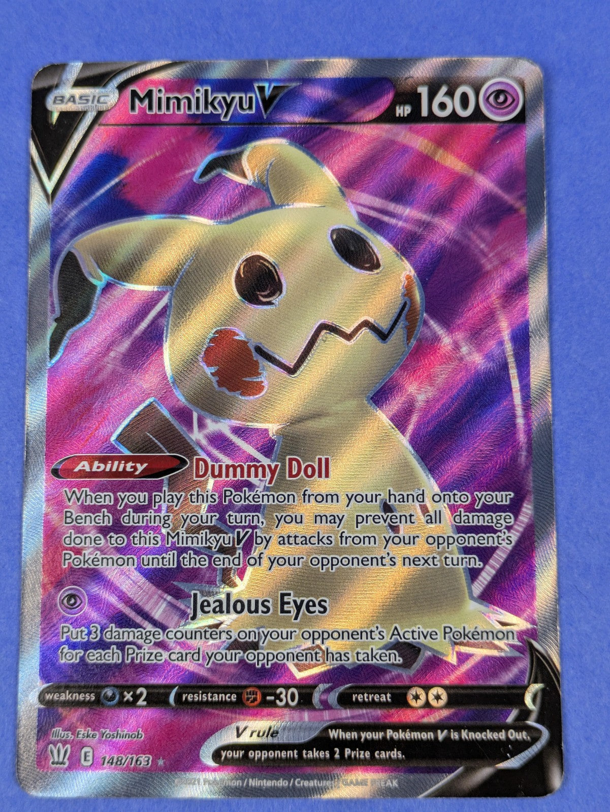 Mimikyu V - 148/163 - Full Art Ultra Rare Battle Styles - Pokemon Card - MP