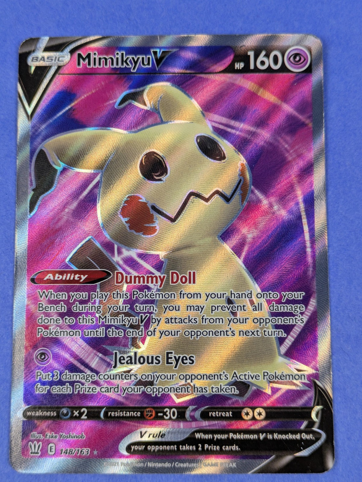 Mimikyu V - 148/163 - Full Art Ultra Rare Battle Styles - Pokemon Card - MP