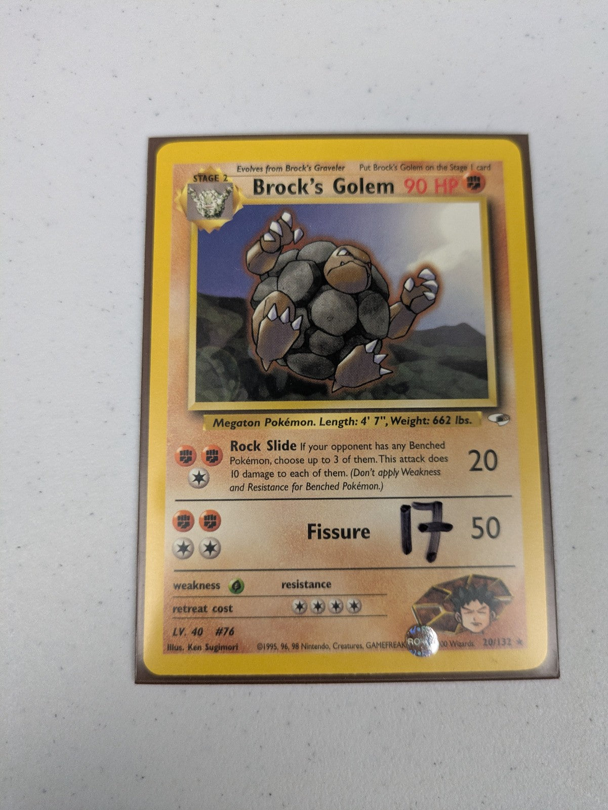 Brock's Golem - 20/132 - Rare Gym Heroes - Pokemon Card - NM