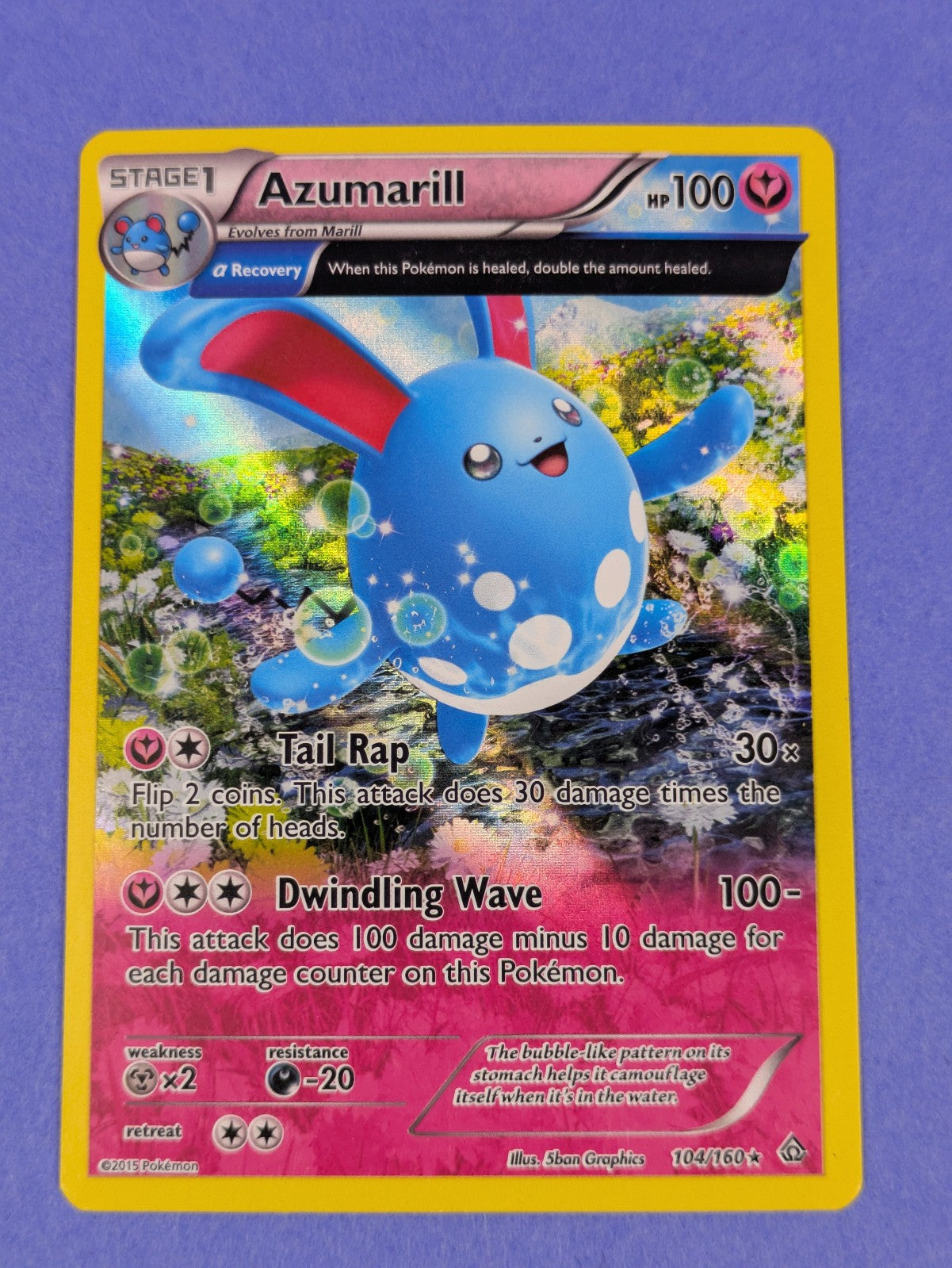 Azumarill - 104/160 - Holo Rare Primal Clash - Pokemon Card - DMG