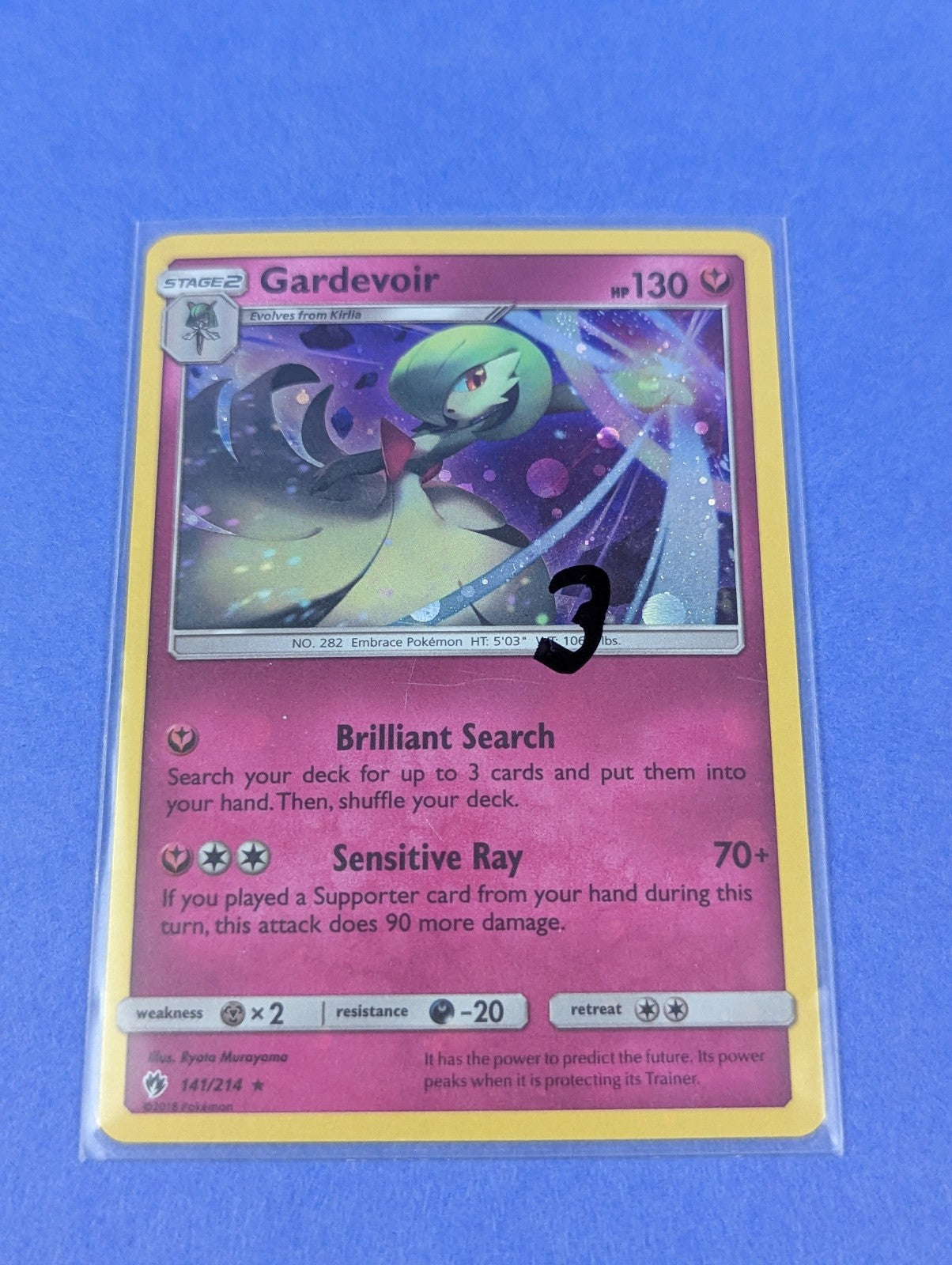 Gardevoir - 141/214 - Rare Holo Lost Thunder - Pokemon Card - NM