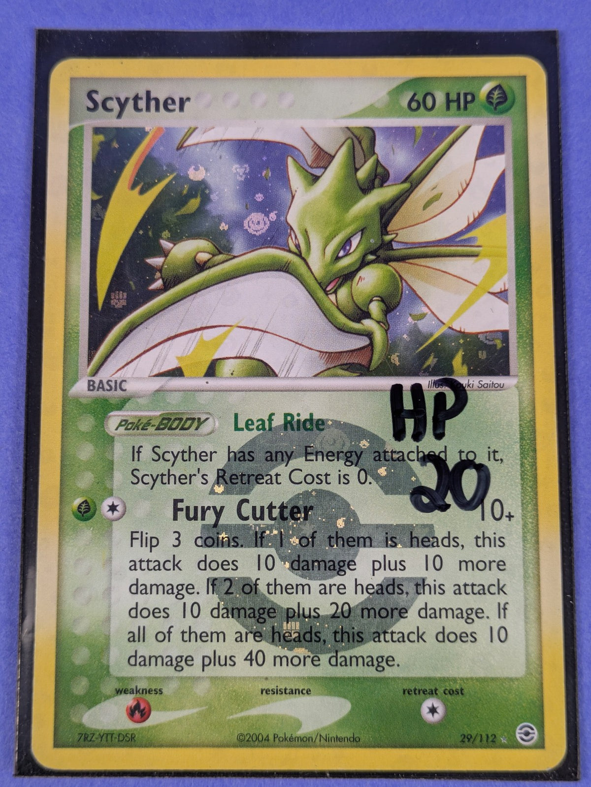Scyther - 29/112 - Rare Reverse Holo Fire Red & Leaf Green - Pokemon Card - HP