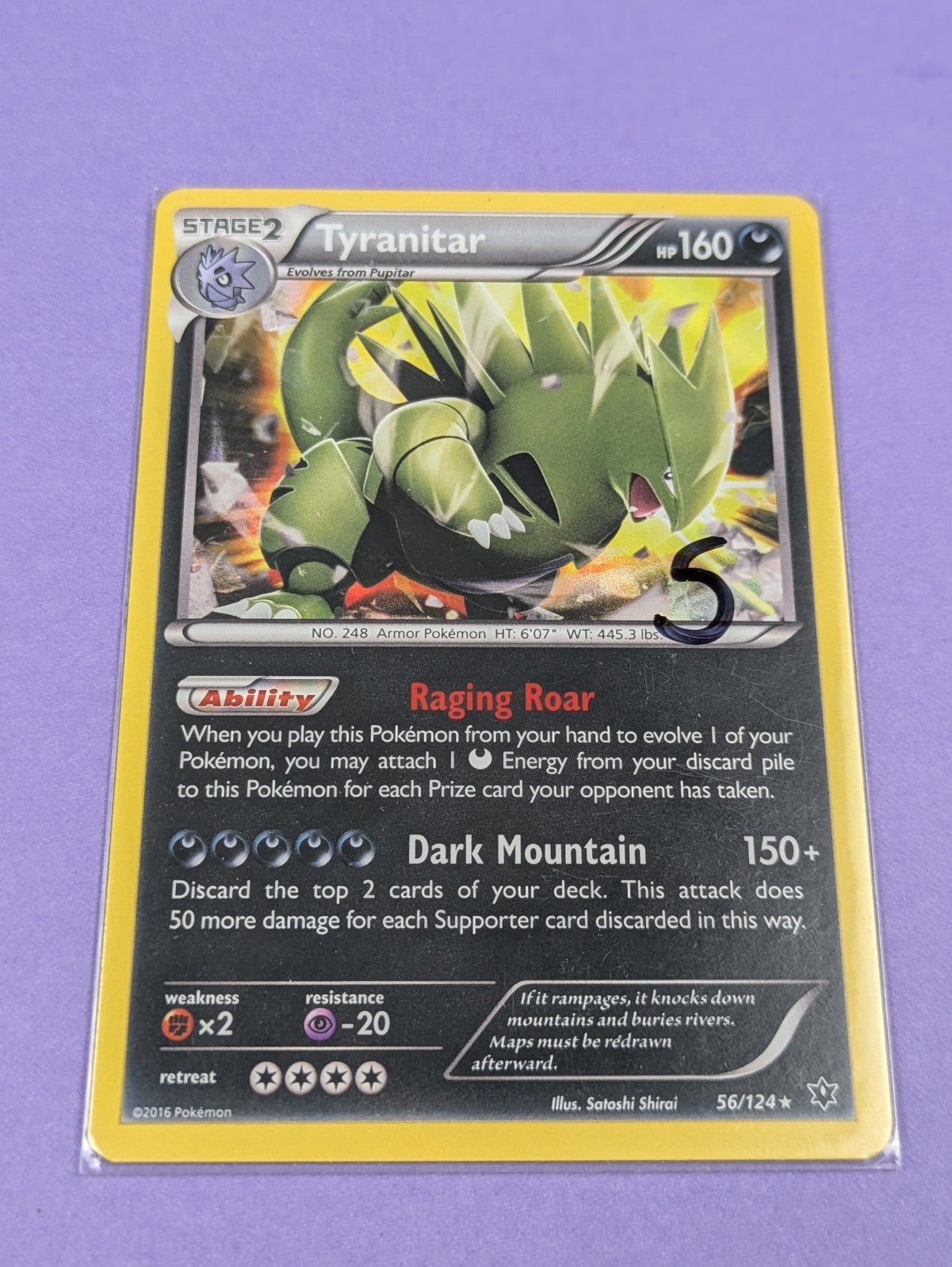 Tyranitar - 56/124 - Rare Holo Fates Collide - Pokemon Card - NM