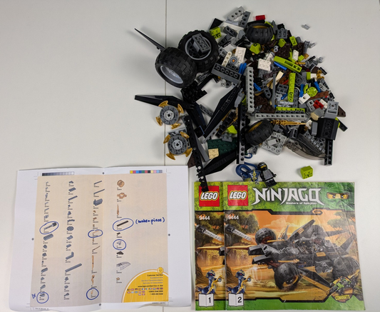 Lego NINJAGO: Rise of the Snakes: Cole's Tread Assault Set 9444 - Incomplete Set