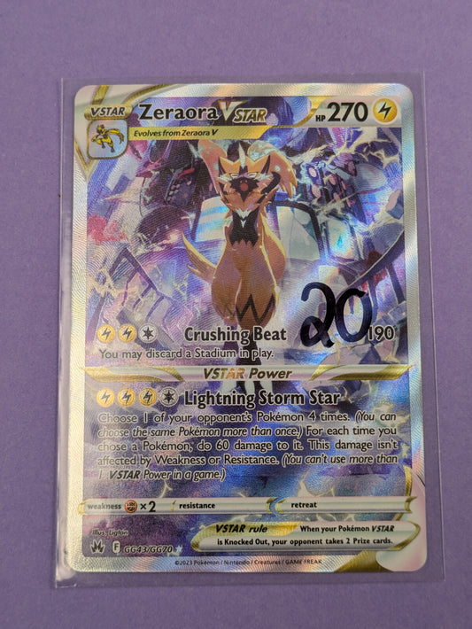 Zeraora VSTAR - GG43/GG70 - Ultra Rare Crown Zenith - Pokemon Card - NM