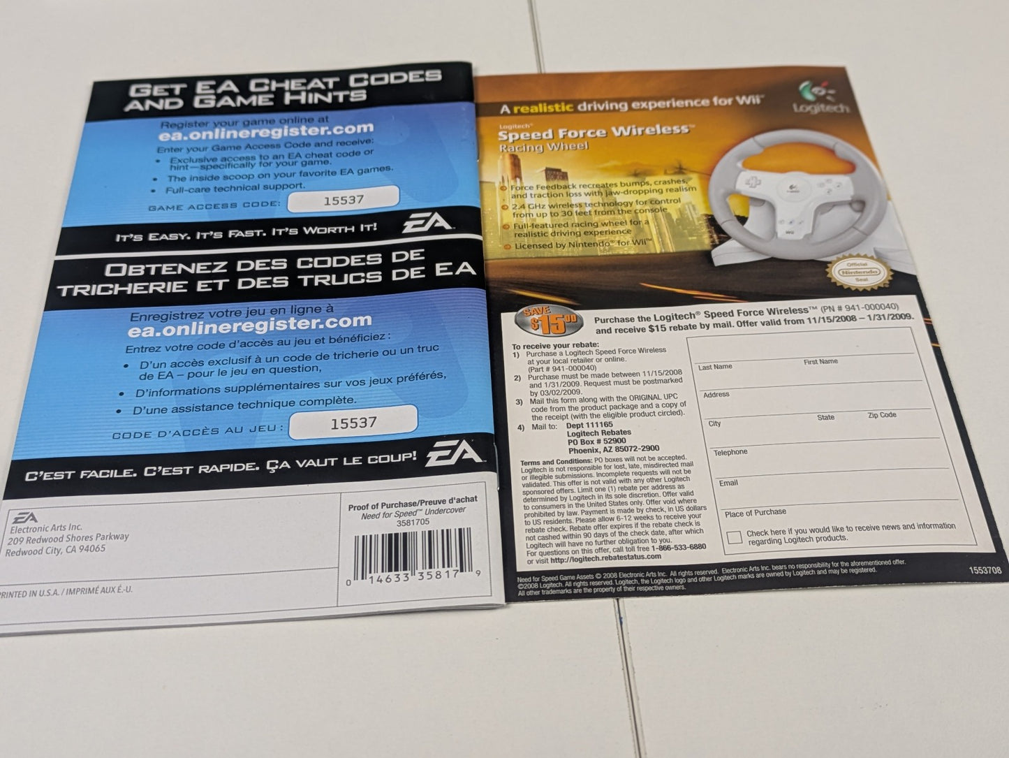 Need for Speed: Undercover (Nintendo Wii, 2008) CIB