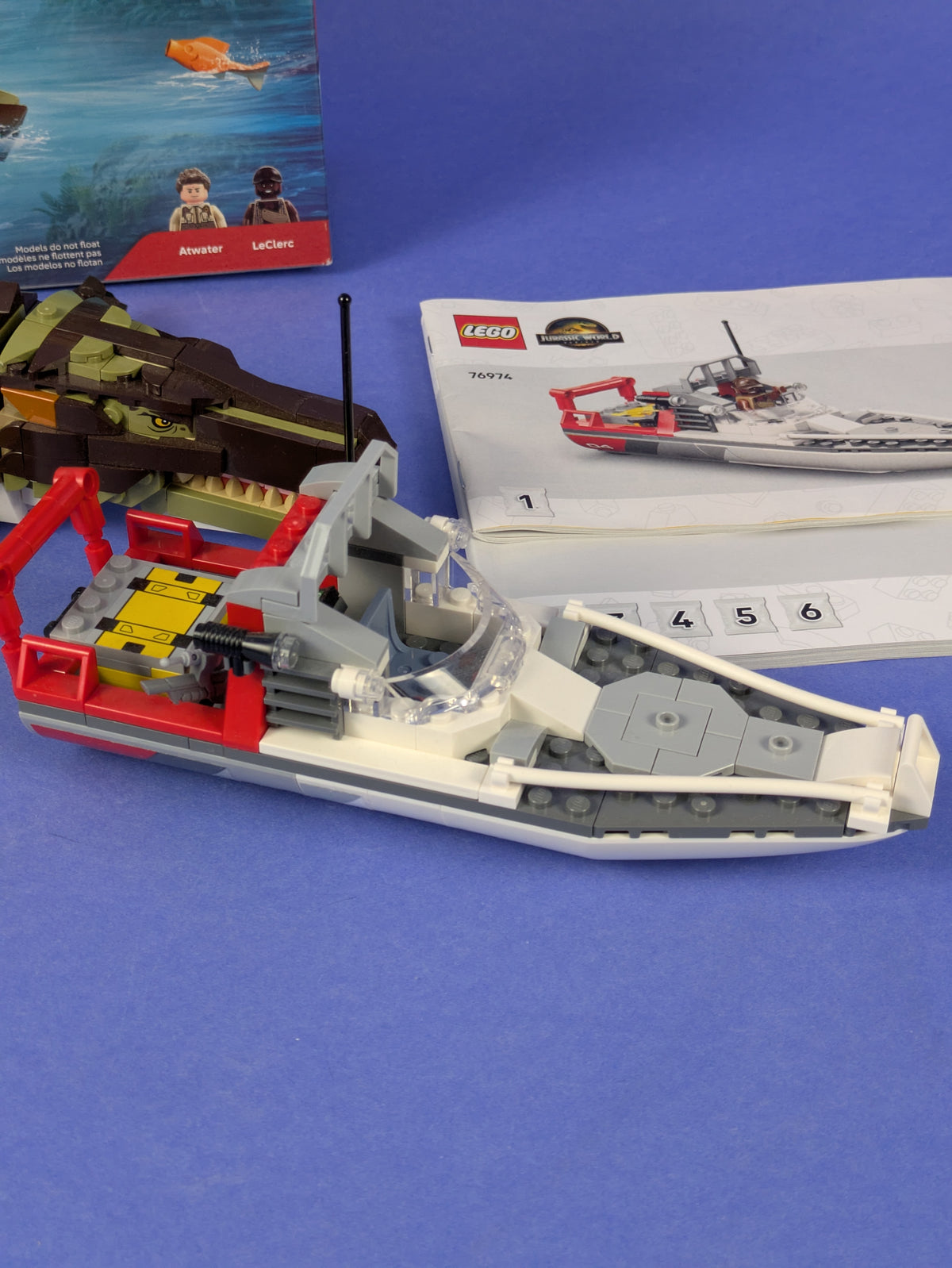LEGO Jurassic World Brick-Built Mosasaurus Boat Mission 76974 Complete Set Pre-Owned